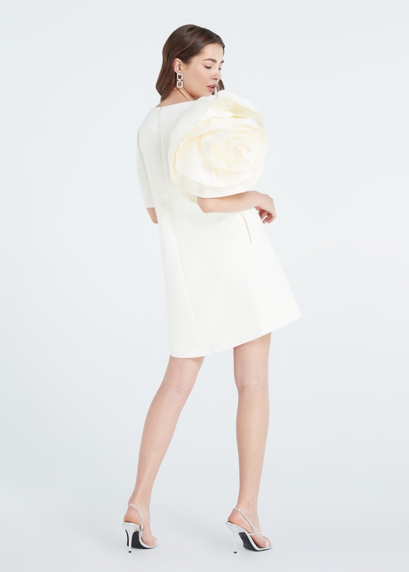 Ori flower dress cocktail party dress mini dress for women - 洋装/连衣裙 - 聚酯纤维 白色