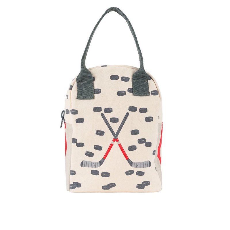 【加拿大fluf有机棉】拉链随手袋--(冰上曲棍球) - 手提包/手提袋 - 棉．麻 红色