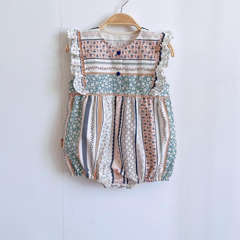 俏丽小飞荷连身装 女孩蕾丝 - 包屁衣/连体衣 - 棉．麻 多色