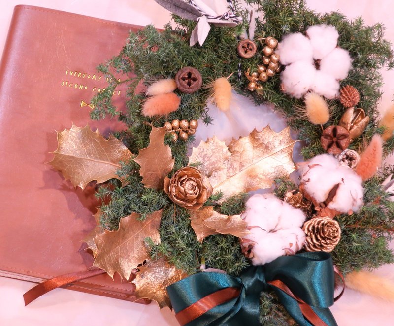 24H出货▫One Flower▫ 金色忍冬祈愿花圈 - 摆饰 - 植物．花 金色