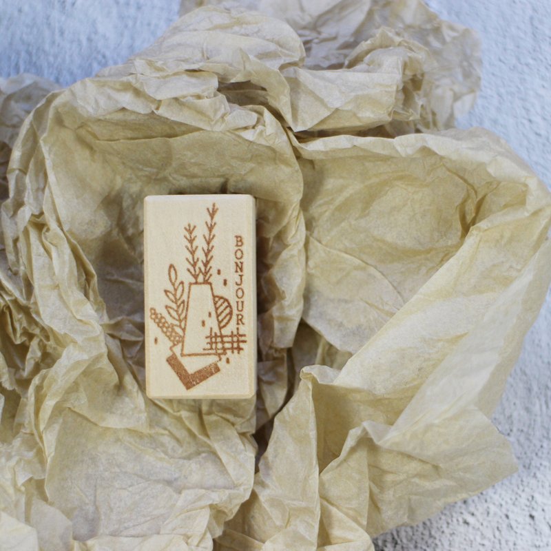 花草系手帐印章/ BONJOUR - 印章/印台 - 塑料 橘色