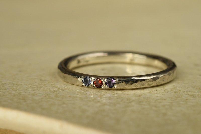 串连日常的故事：堇青石、石榴石、紫水晶 - 戒指 - 其他金属 银色