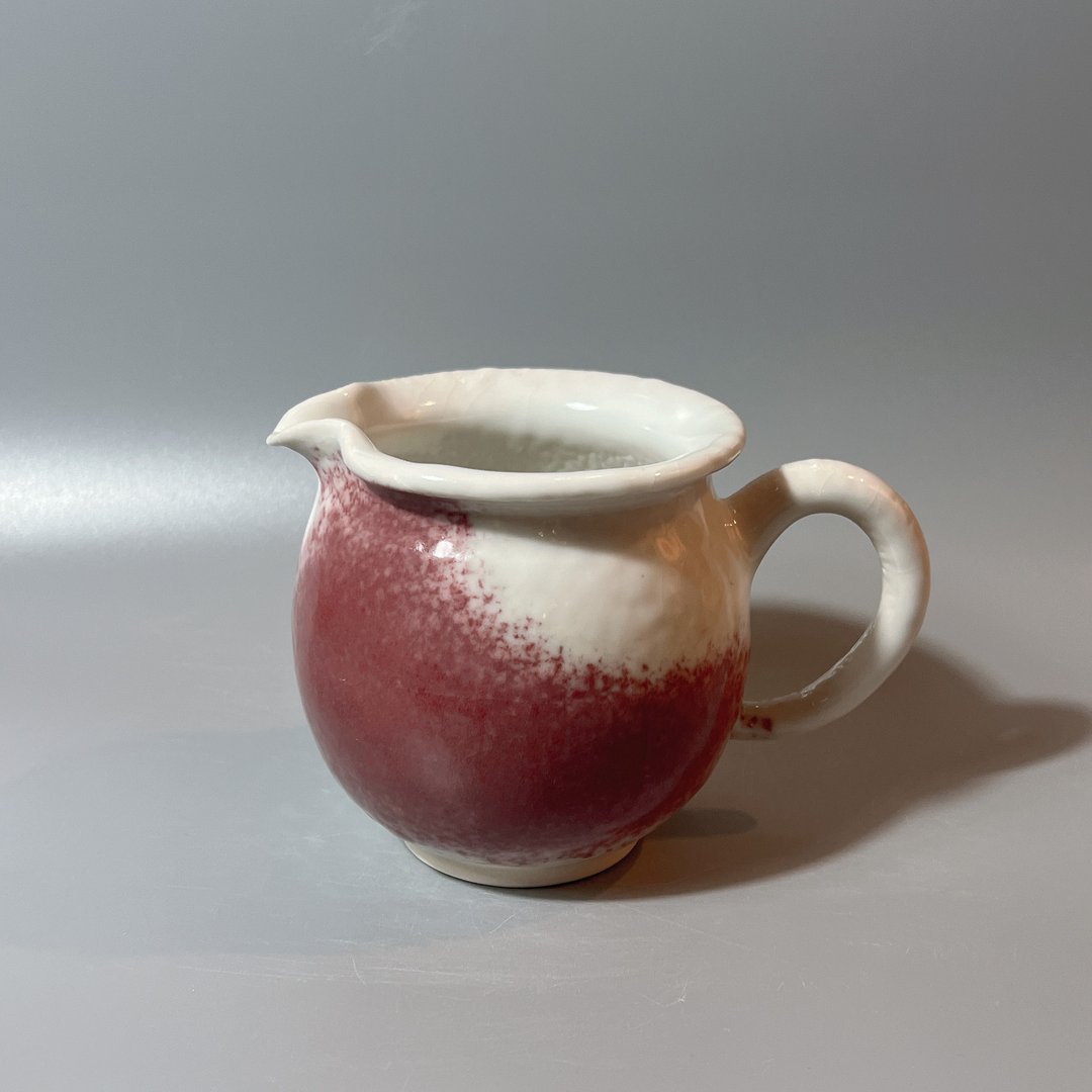 温润白釉铜红正把茶海 / 白釉公道杯 / 小平凡手作 - 茶具/茶杯 - 陶 