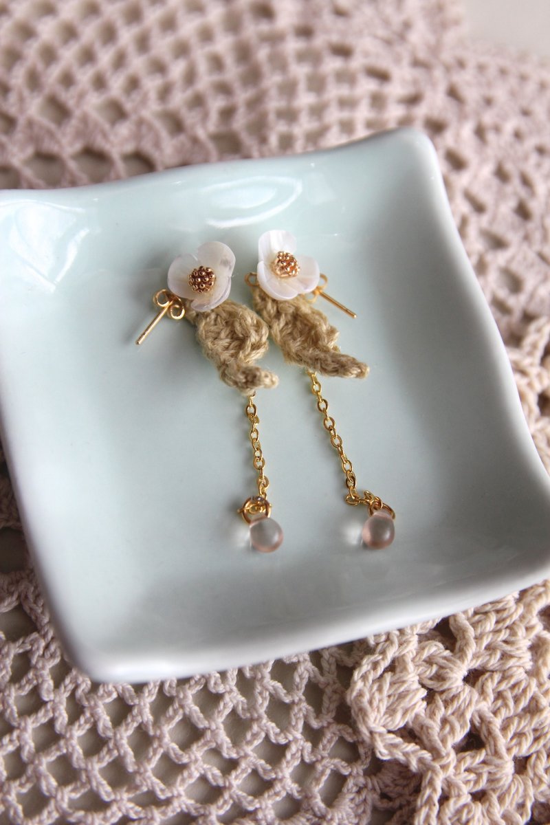 耳环 饰品 花耳环 花办耳环 珍珠耳环 干花耳环 少女风 日系作品 - 耳环/耳夹 - 植物．花 白色