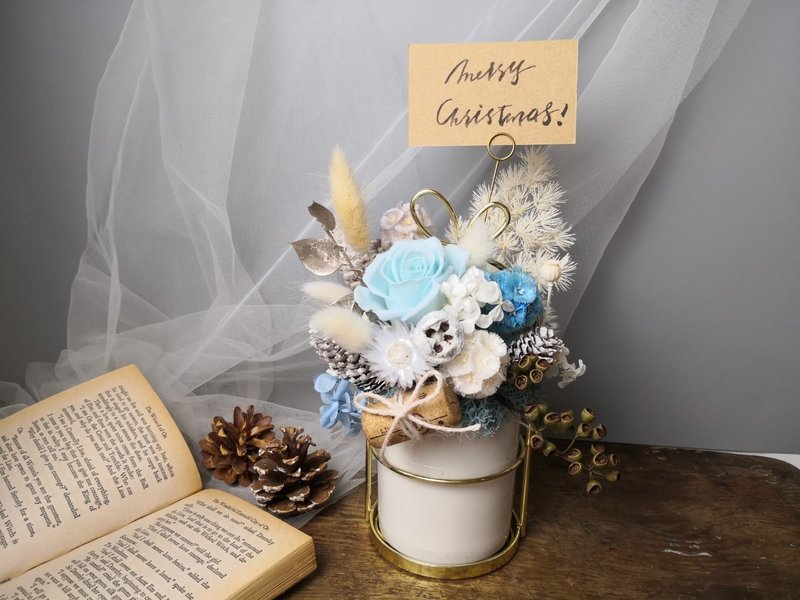 不凋永生玫瑰日式圣诞桌花 居家摆设 - 干燥花/捧花 - 植物．花 蓝色