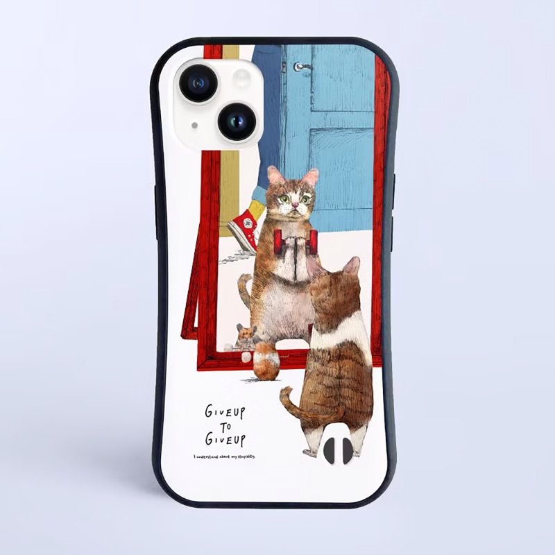 正在训练的猫咪 / 防撞握感 iPhone 保护壳 - 手机壳/手机套 - 塑料 白色