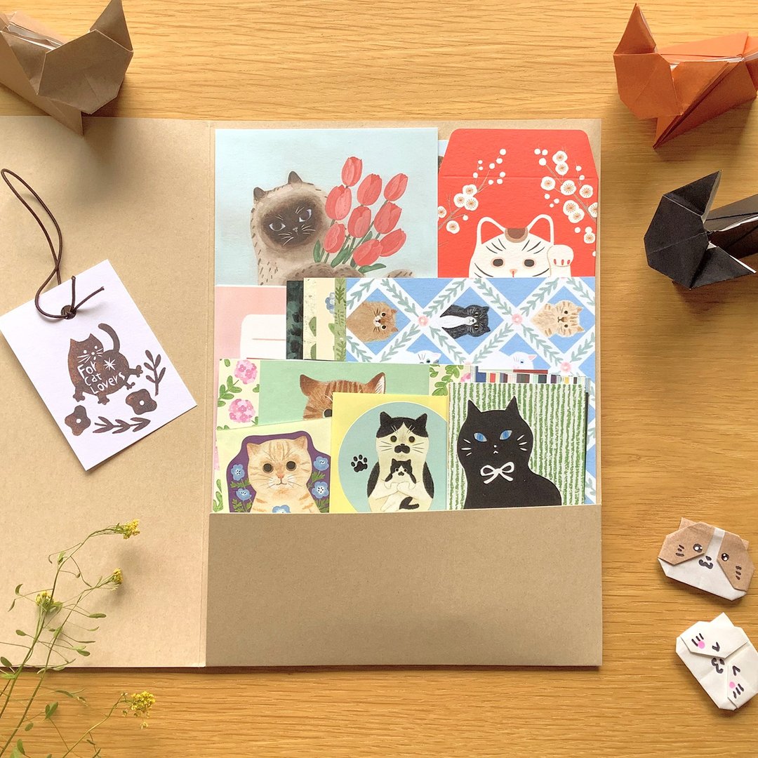 猫咪纸艺品组合 - 信封/信纸 - 纸 