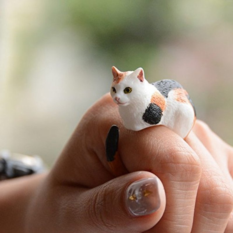 CLING三色花纹猫咪戒指刺猬老虎花豹熊猫鹦鹉松鼠小猪山羊北极熊 - 戒指 - 塑料 橘色