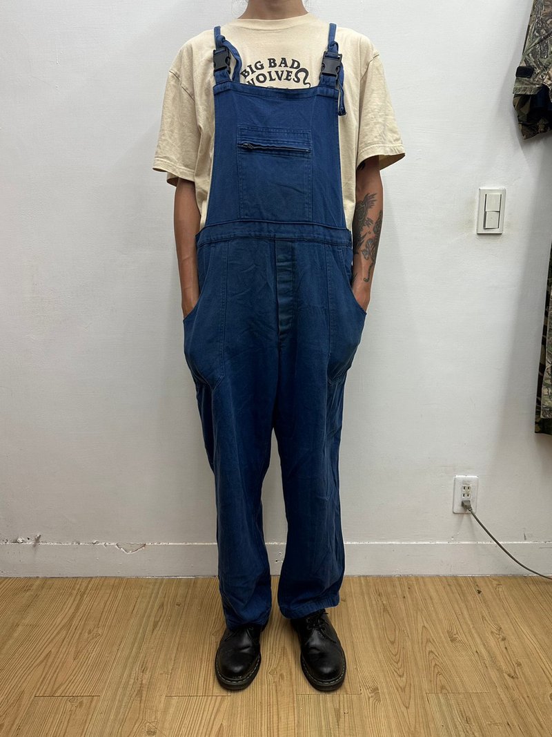 labor 蓝染 吊带工作裤 古着 二手 - 背带裤/连体裤 - 棉．麻 蓝色