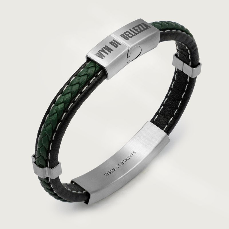 WYN 皮革编织手链 - 自信 - 绿 - 手链/手环 - 不锈钢 绿色