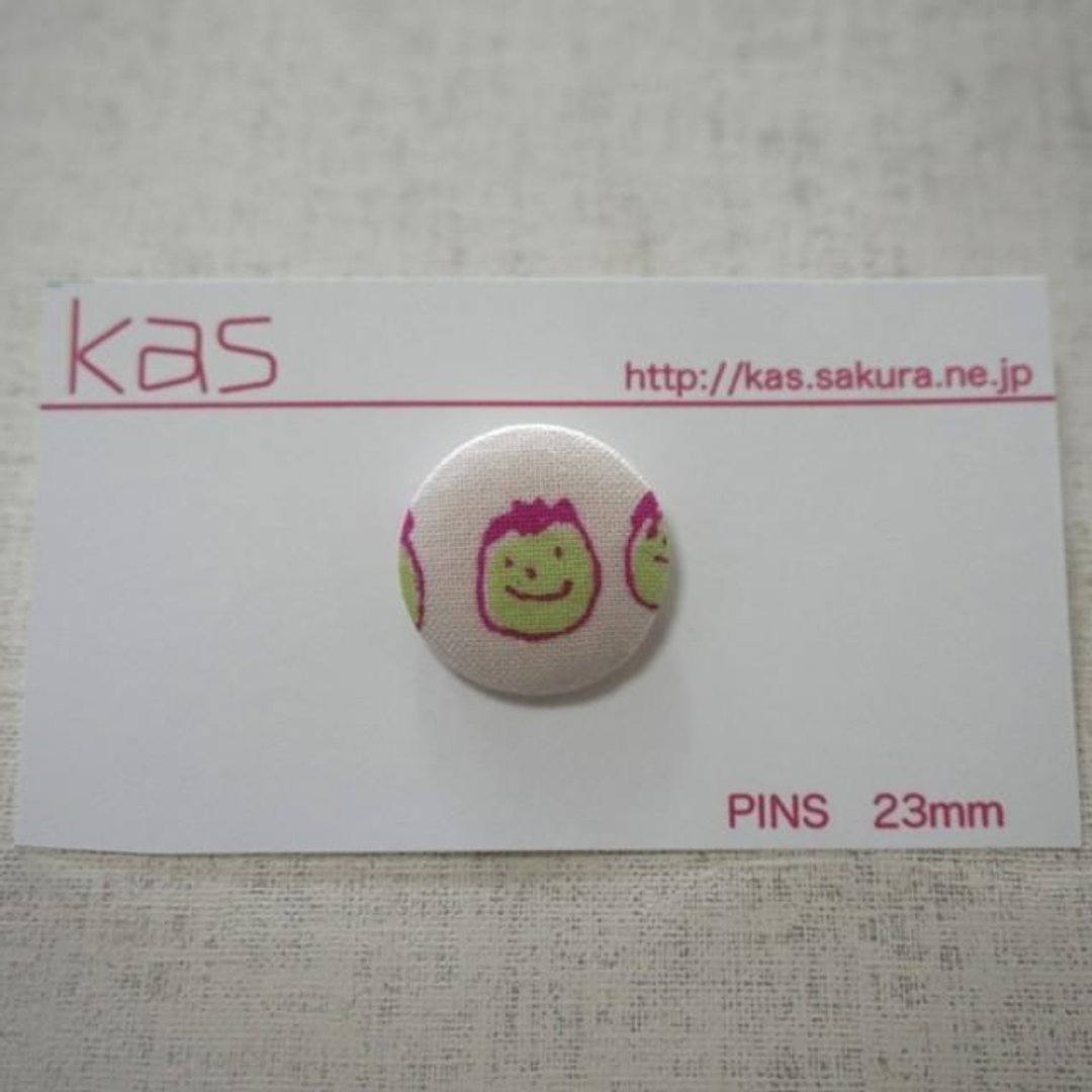 Hand printed original covered button pin badge friends - 胸针 - 棉 粉红色