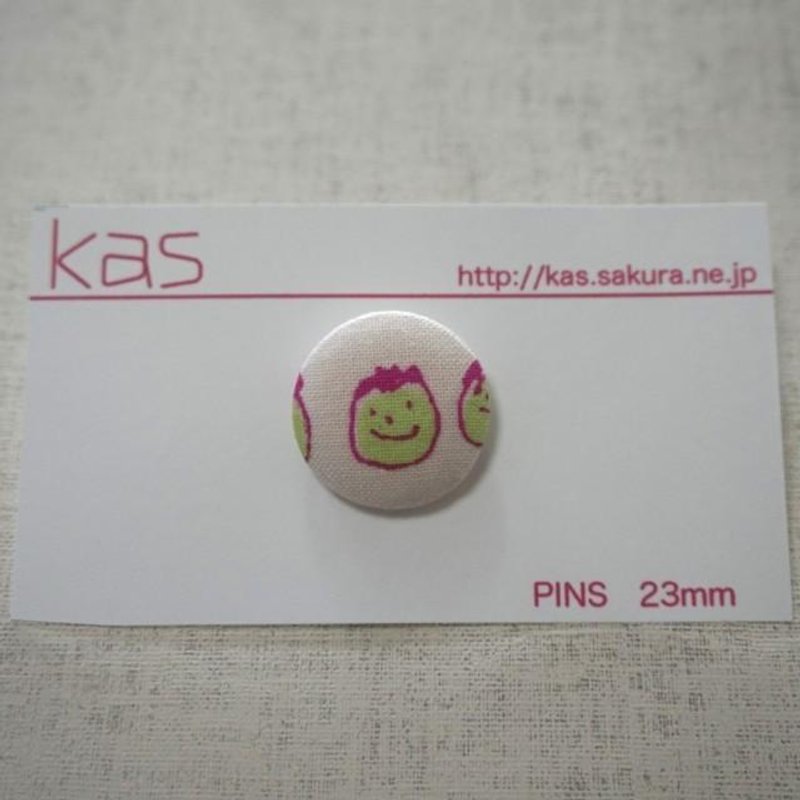 Hand printed original covered button pin badge friends - 胸针 - 棉．麻 粉红色