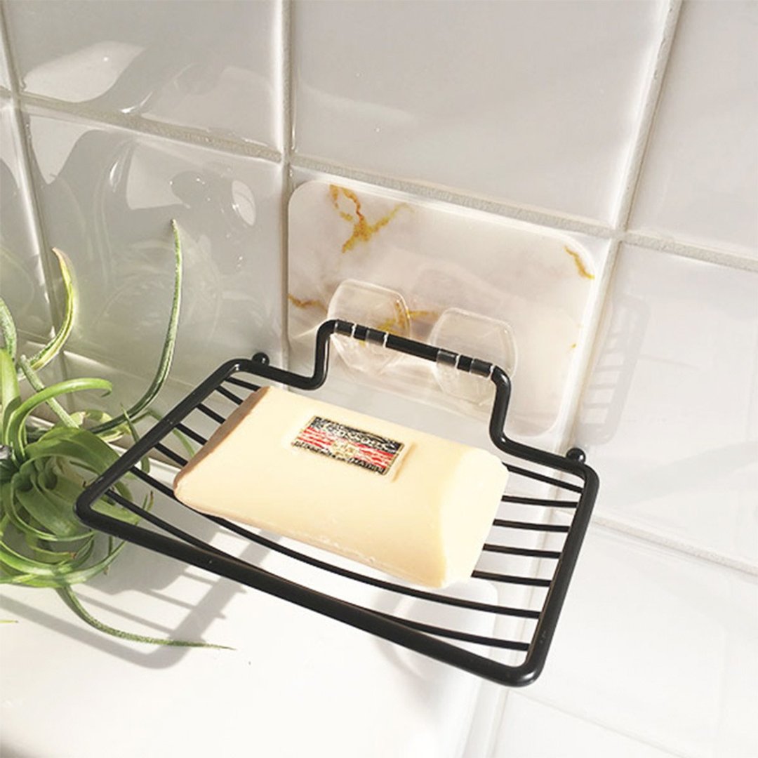 Otel Magic Sticky Hook Drainer Soap Dish Marble pattern - 卫浴用品 - 其他金属 黑色