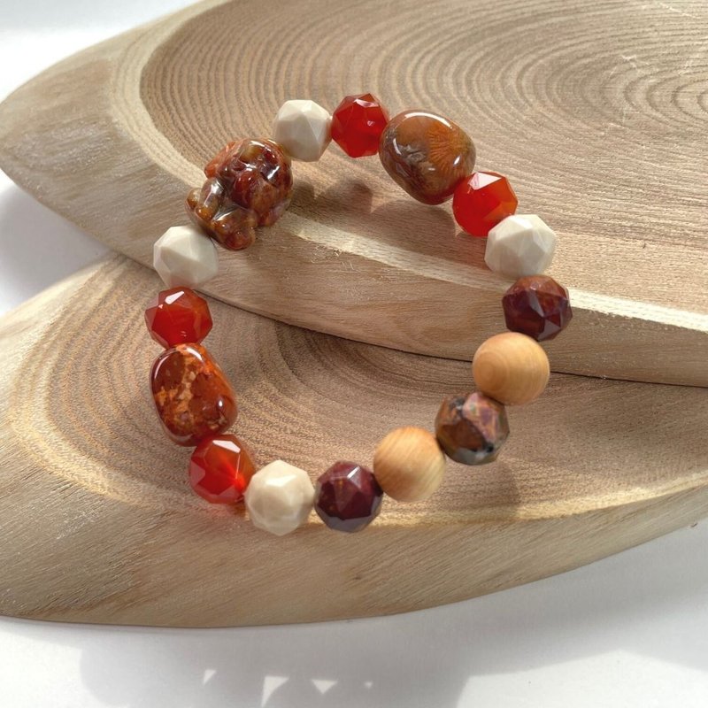 星野星钻手串/珊瑚玉木化石/天然/水晶手链/能量石/原生态032311 - 手链/手环 - 水晶 多色