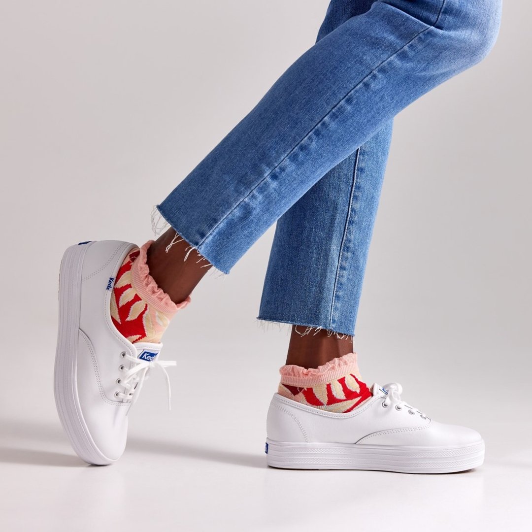 Keds THE PLATFORM经典厚底皮革休闲小白鞋9231W133497 - 女款休闲鞋 - 真皮 
