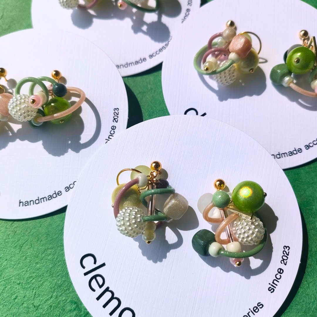 COSMO3 抹茶拿铁【耳钉/耳夹】 - 耳环/耳夹 - 其他材质 多色