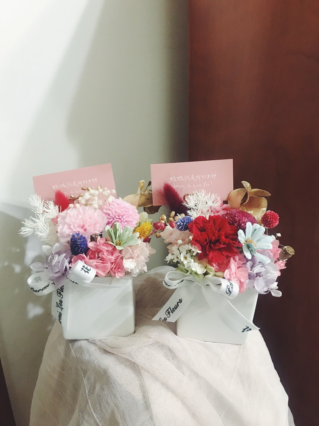 母亲节扩香盆花/不凋康乃馨/妈妈就是我的女神 - 干燥花/捧花 - 植物．花 