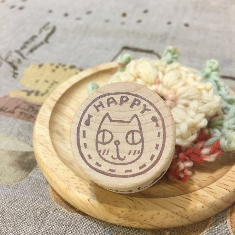 *Miss L手刻章* Happy猫猫印章 - 印章/印台 - 橡胶 