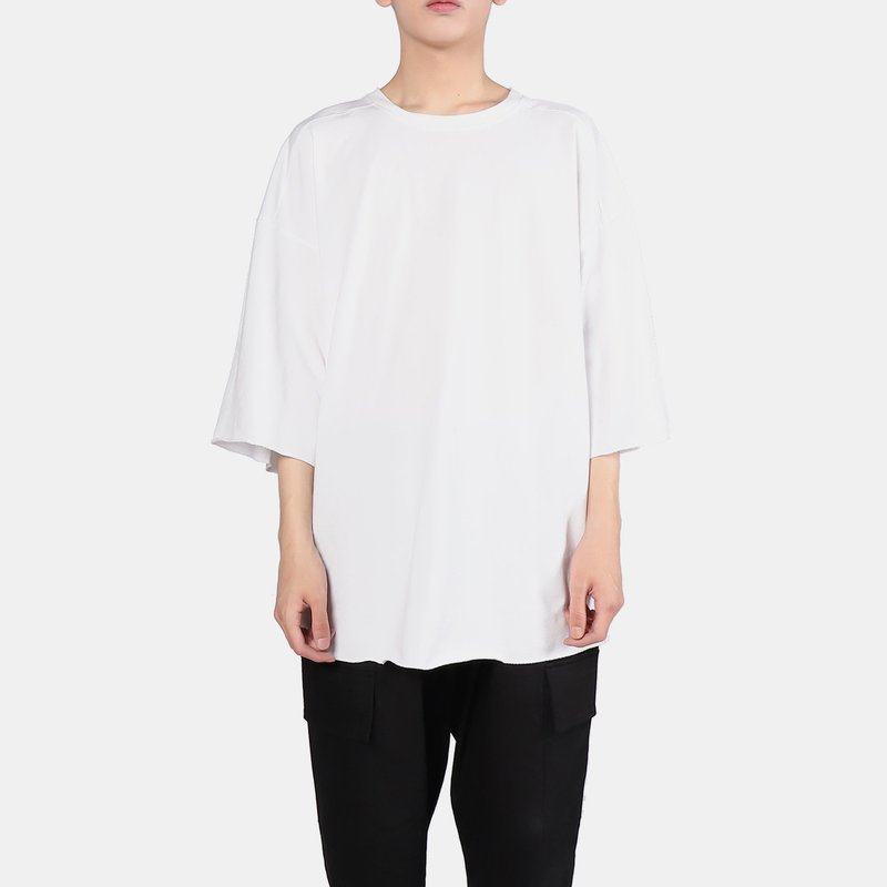 OVERSIZE不收边六分袖T - 男装上衣/T 恤 - 棉．麻 白色