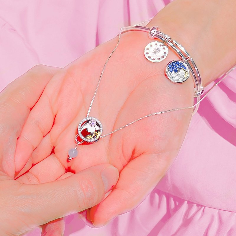 圣诞礼物妈咪的吻 纯银Baby手镯+妈咪纯银项链(1+1套组) - 婴儿饰品 - 纯银 银色