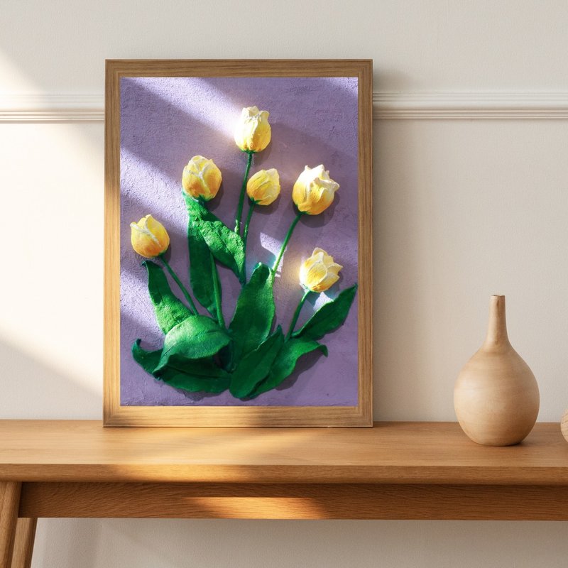 台北手作【浮雕花课程-郁金香】创意肌理画 - 插画/绘画/写字 - 棉．麻 