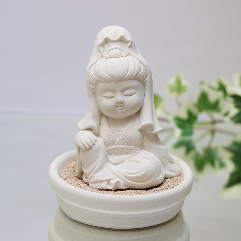 【五倍券优惠】净念吉祥小佛之观音  小盘套组  扩香套组 居家香 - 香薰/精油/线香 - 其他材质 白色