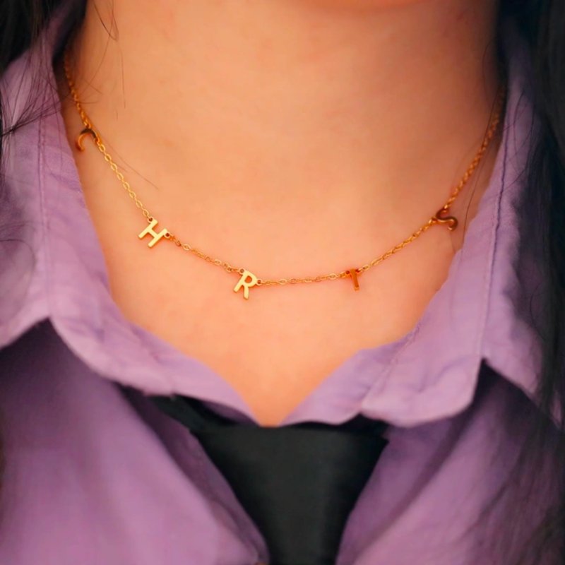 客制化字母姓名 纯银项链 纪念 文字 女友 母亲 闺蜜 礼物 生日 - 项链 - 纯银 