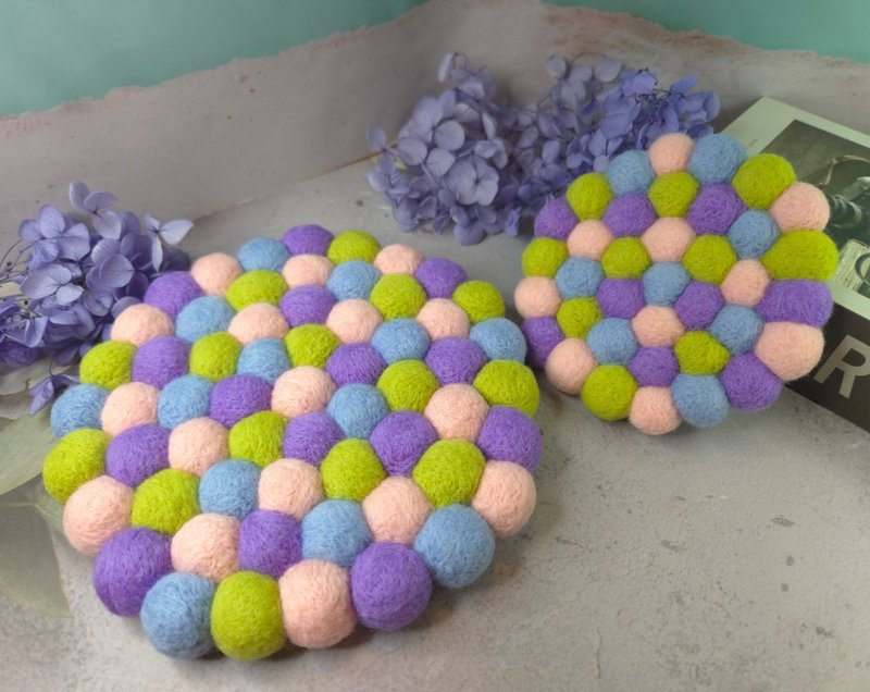 二代马卡龙羊毛毡隔热垫 杯垫 - 杯垫 - 羊毛 多色