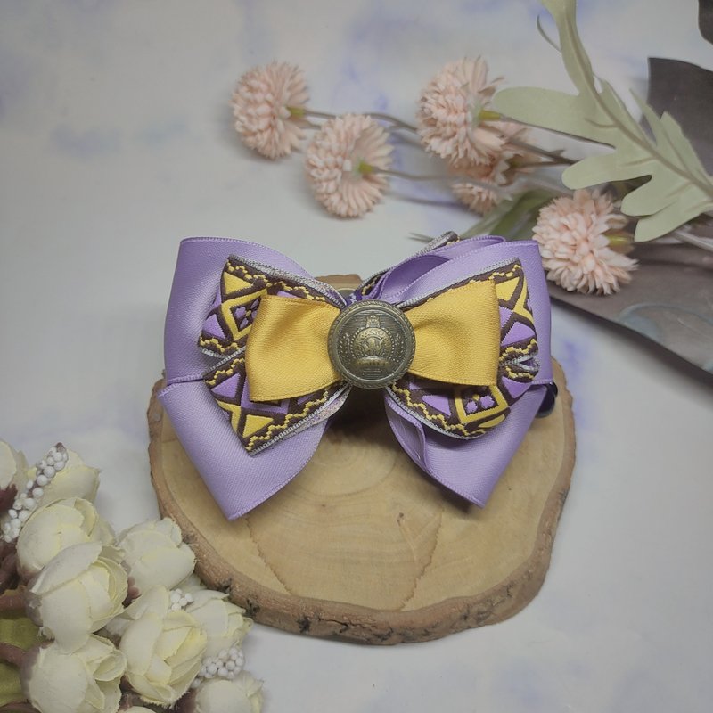 刺绣系列-香蕉夹抓夹弹簧夹 - 发饰 - 棉．麻 紫色