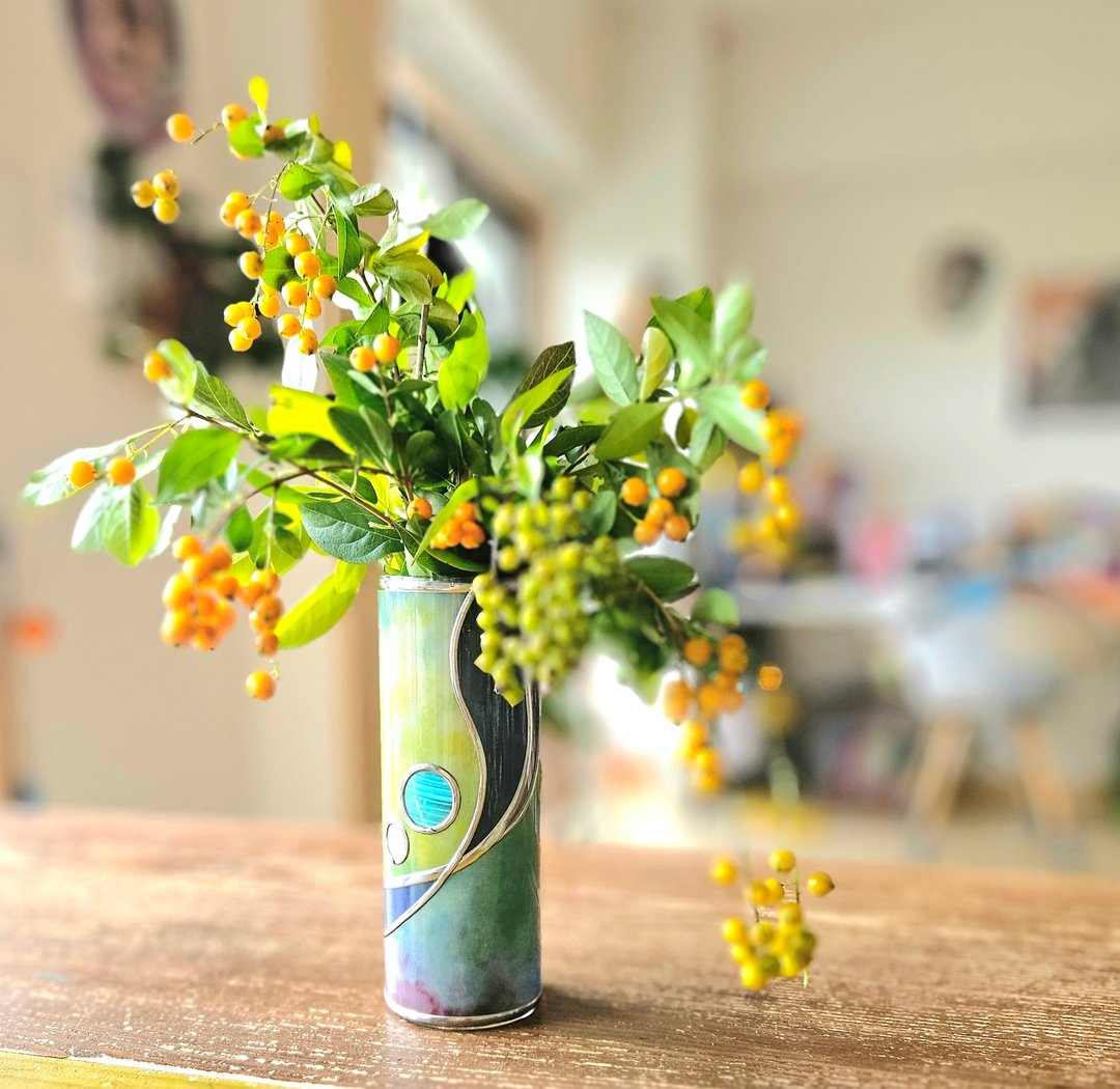 春风的旋律 独一无二花瓶 - 花瓶/陶器 - 玻璃 黄色