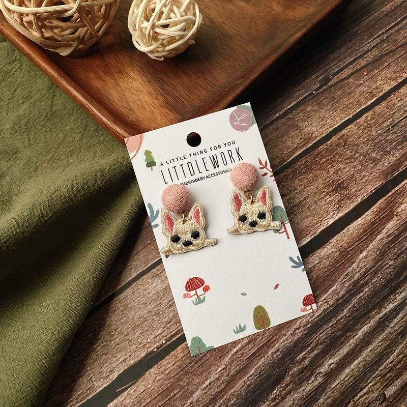 刺绣耳环 | 耳夹 / 耳钉 - 小法斗 | Littdlework - 耳环/耳夹 - 绣线 多色