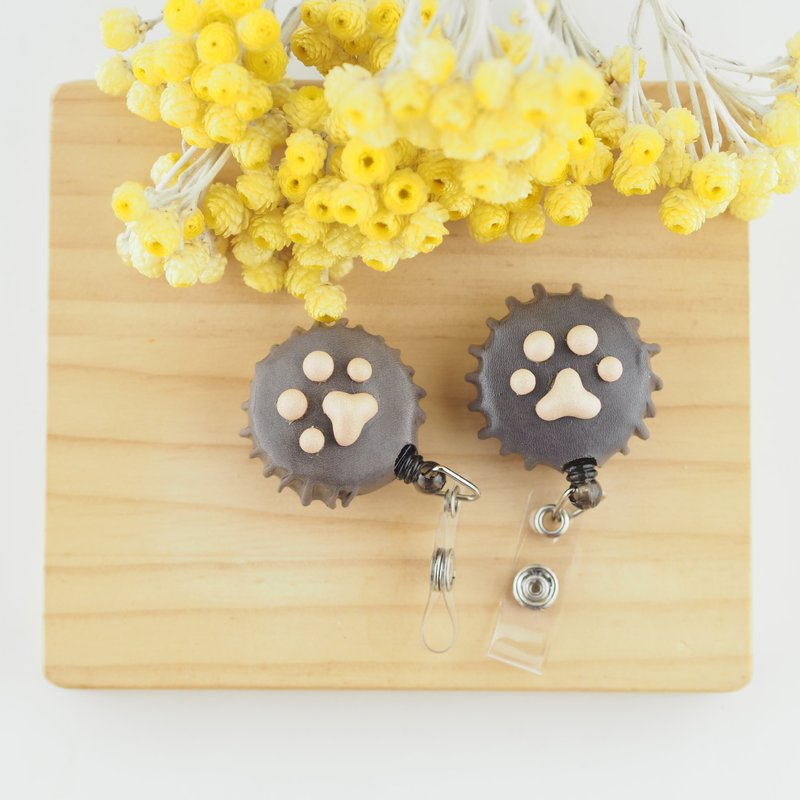 皮革猫掌造型 本色肉球灰色款  伸缩证件夹 护士夹 - 证件套/卡套 - 真皮 灰色