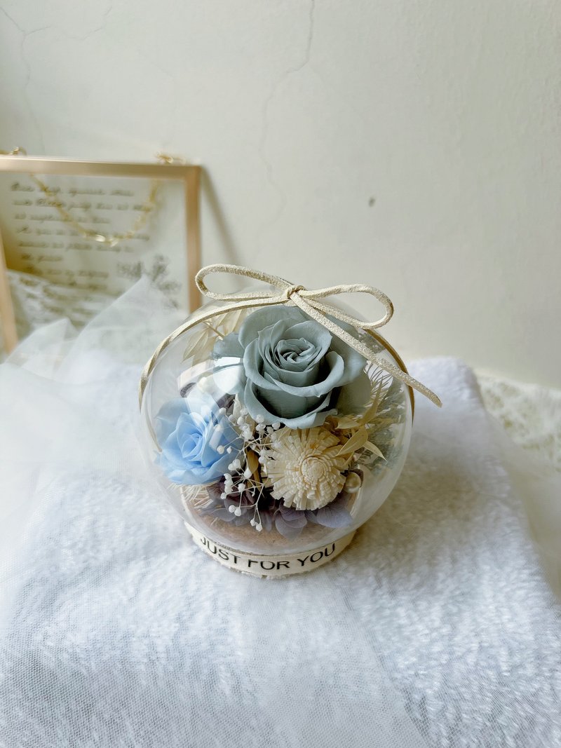 flower-of-life永生花玻璃球罩 生日纪念日 -人鱼蓝 - 干燥花/捧花 - 植物．花 蓝色