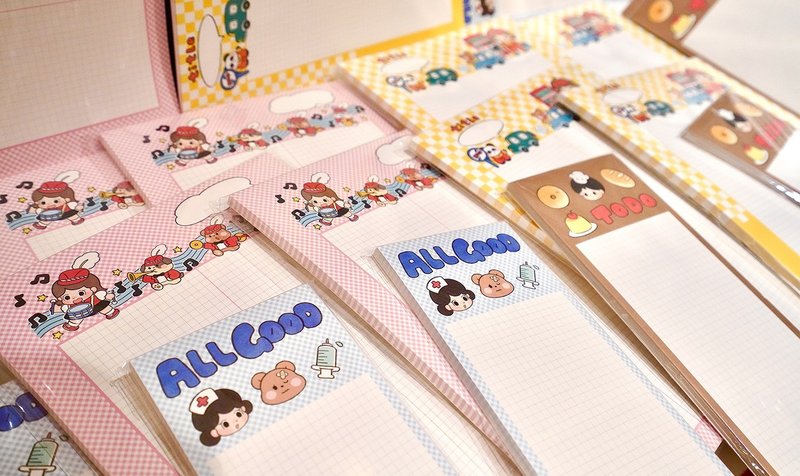 【b5学习纸】拍纸本无粘性可撕 可爱笔记学习文具方格本 - 便条纸/标签贴 - 纸 多色