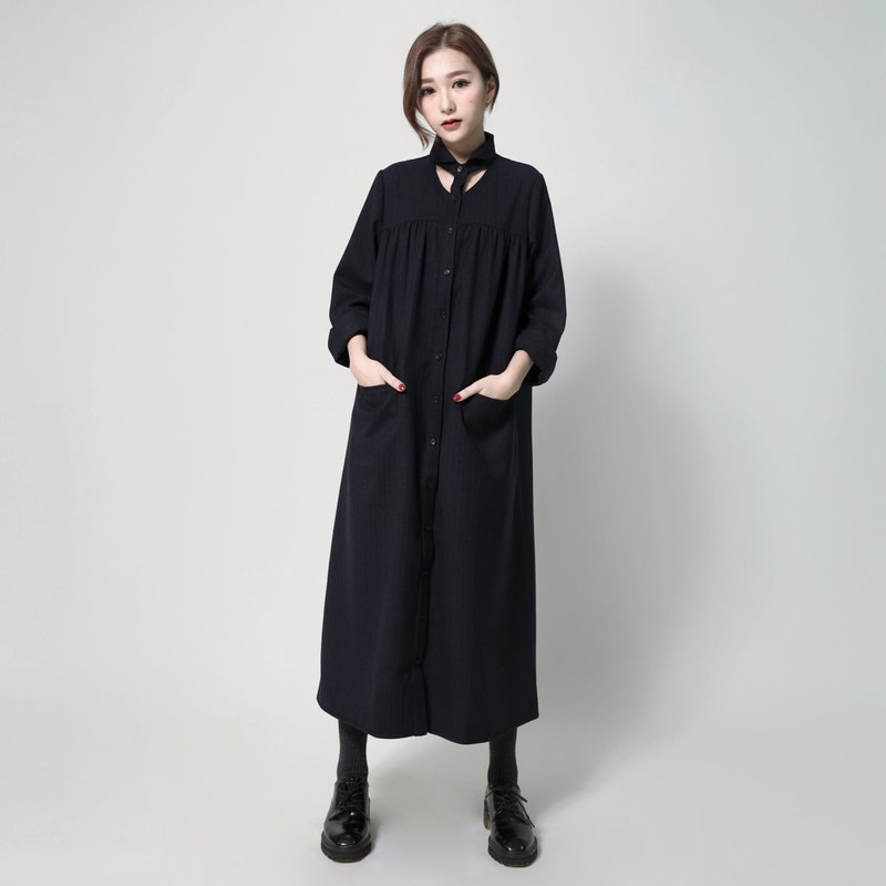 SU:MI said Windsor 温莎公爵镂空洋装_7SF004_丈青 - 洋装/连衣裙 - 棉．麻 蓝色