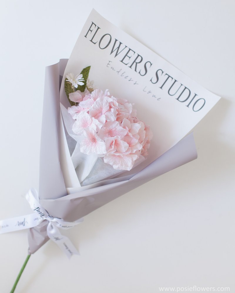 Paper Single BLUSH PINK HYDRANGEA  mini Bouquet | Aroma Handmade Gift - 香薰/精油/线香 - 纸 粉红色