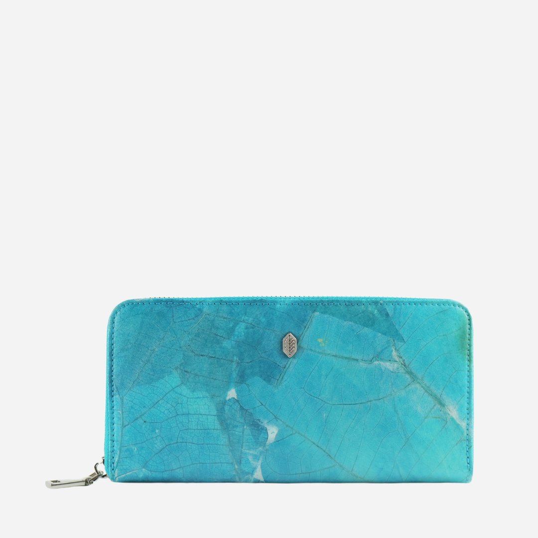 长夹拉链皮夹 蓝色 (Zip Around Wallet) 钱包 蓝色 - 皮夹/钱包 - 植物．花 蓝色