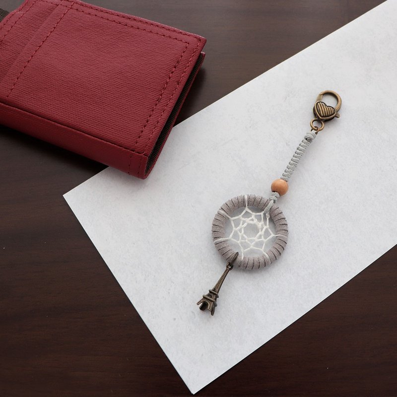 巴黎风情丨礼物 手作 捕梦网 包包吊饰 钥匙扣-银河灰 - 吊饰 - 其他材质 灰色