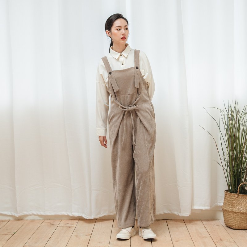 【经典原创】Aperture_光圈绑带吊带裤_CLB504_木暮 - 背带裤/连体裤 - 聚酯纤维 卡其色