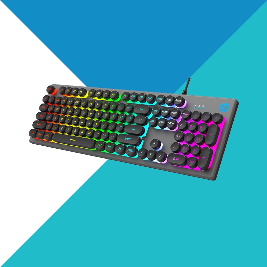 HP 惠普 LED背光有线电竞键盘 K500F (黑) - 电脑配件 - 塑料 黑色
