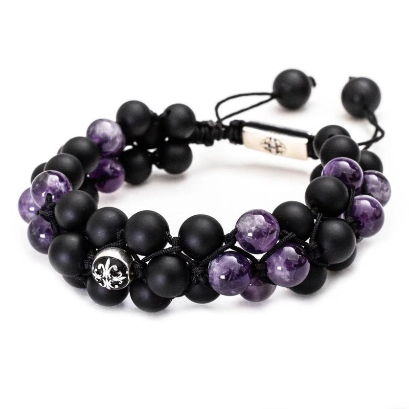 【刺客列传】(导师紫) 台湾原创S925纯银黑玛瑙水晶手链手环饰品 - 手链/手环 - 纯银 紫色