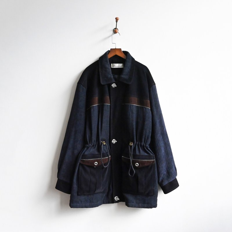 【蛋植物古着】和谐拼色铺棉宽松古着外套 - 女装休闲/机能外套 - 其他人造纤维 