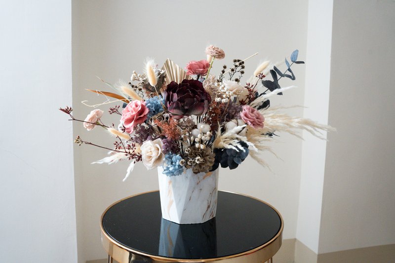 【竒花】奢华红金不凋干燥花盆栽 生日礼物 开幕盆 新居落成 - 画框/相框 - 植物．花 