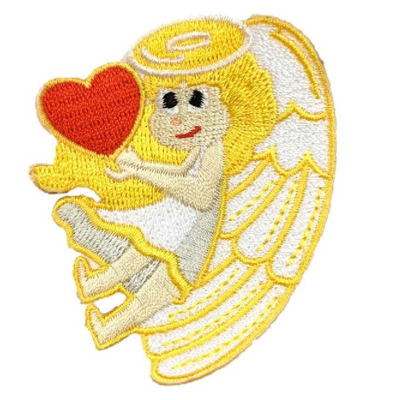 天使爱心 Q版 刺绣贴布 电绣贴 背胶补丁 地标刺绣士气章 贴章 补 - 徽章/别针 - 绣线 多色