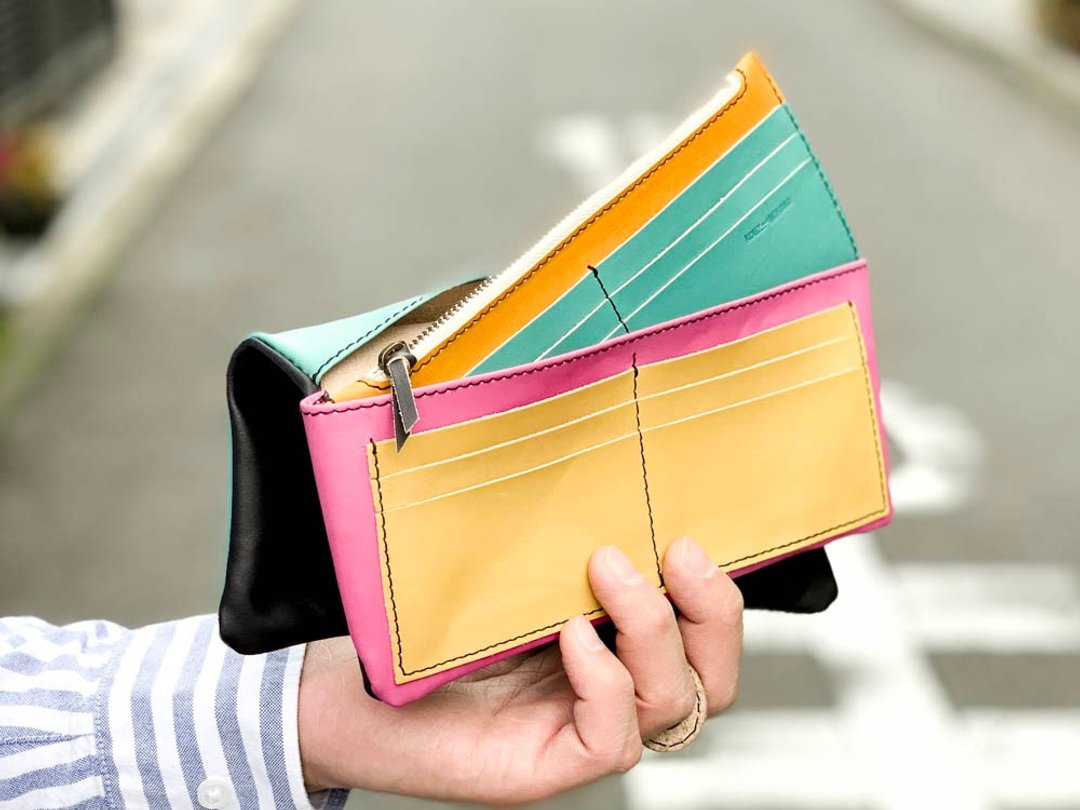 F-PLUMP Full plump wallet with cute neon color spreading FPW-KTPY-CTWK-K - 皮夹/钱包 - 真皮 粉红色