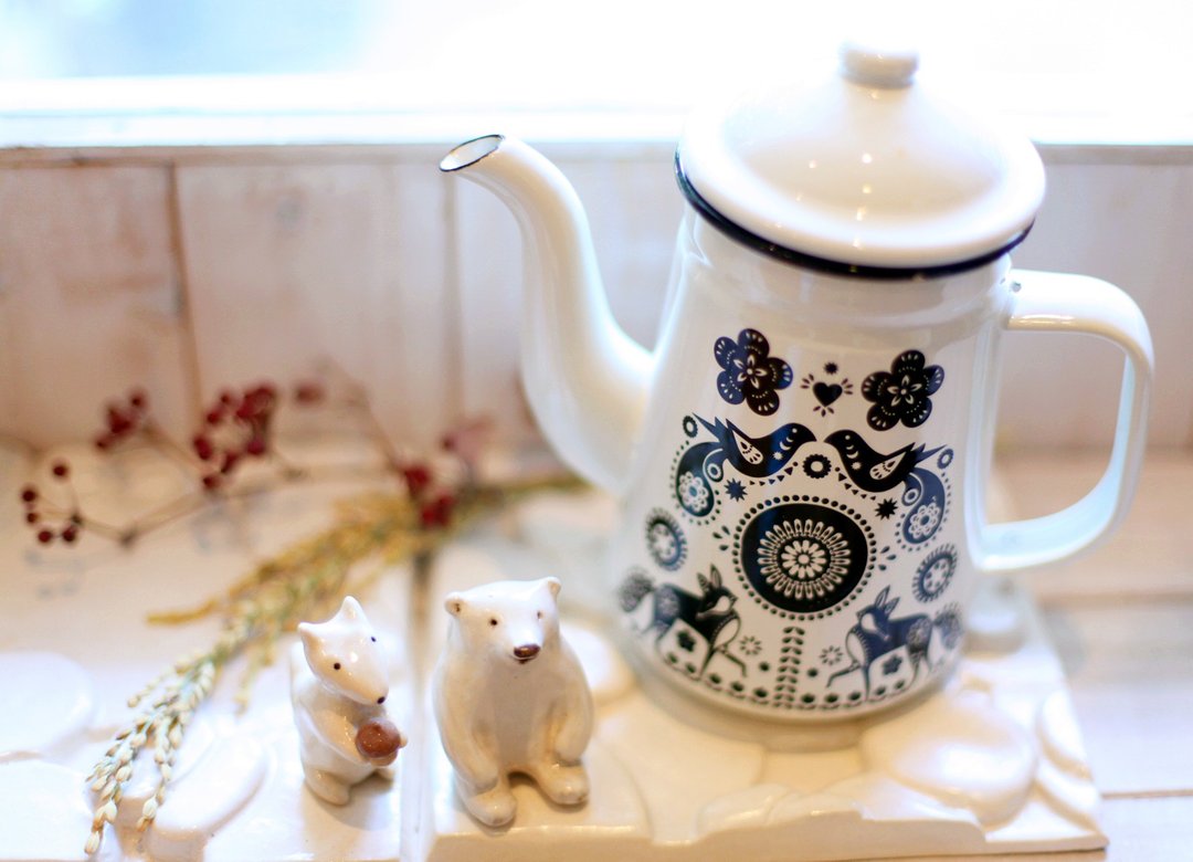 【好日恋物】日杂ｚａｋｋａ 珐琅壶　图腾款 - 茶具/茶杯 - 珐琅 黑色