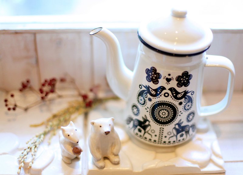 【好日恋物】日杂ｚａｋｋａ 珐琅壶　图腾款 - 茶具/茶杯 - 珐琅 黑色