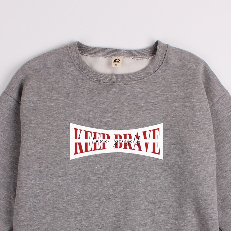 【趣味文字】保持勇敢爱自己  奈米刷毛大学T/中性T - 男装上衣/T 恤 - 棉．麻 黑色