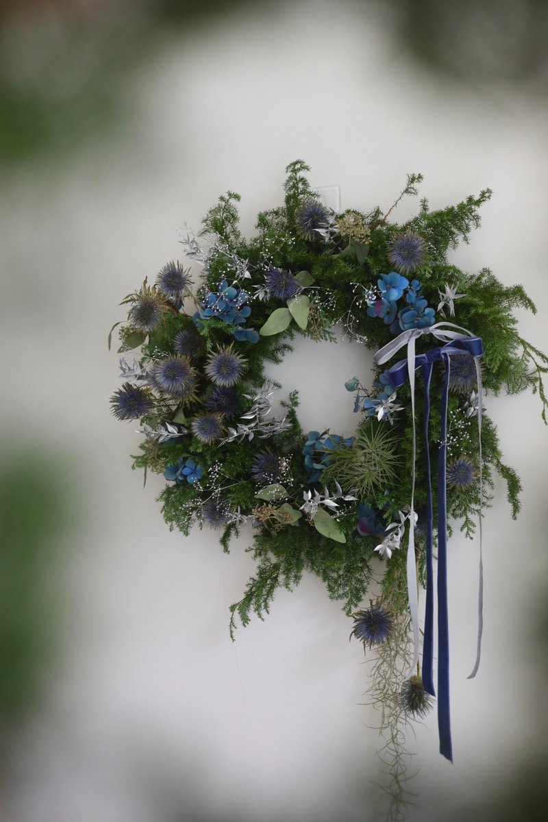 经典圣诞花圈-银蓝星辰花圈 - 摆饰 - 植物．花 蓝色
