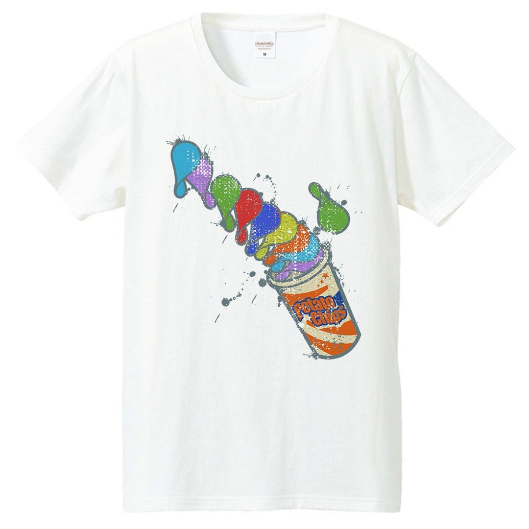 T-shirt / Crazy Potato chips - 男装上衣/T 恤 - 棉．麻 白色